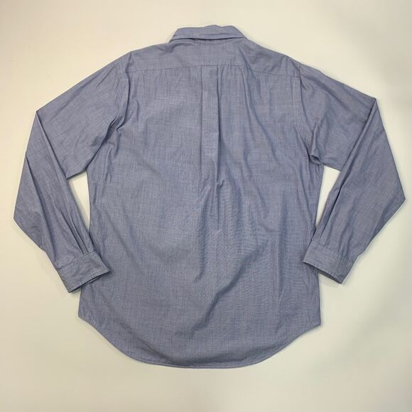 Ralph Lauren Shirt Men 15.5 Shark Blue Crosshatch Cotton Classic Fit Button Down - Picture 8 of 10